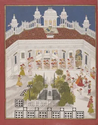 Maharana Ari Singh wielbiący w swoim pałacu, 1765