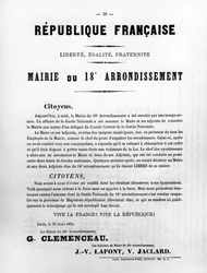 Ratusz 18. dzielnicy, z francuskich plakatów politycznych Komuny Paryskiej, maj 1871