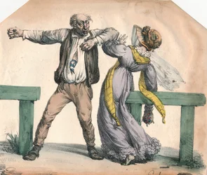 Mężczyzna atakujący kobietę, 1855.