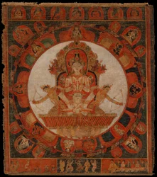 Mandala z Chandra, boga księżyca, koniec XIV i początek XV wieku.