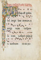 Karta rękopisu ze św. Janem Ewangelistą i św. Janem Chrzcicielem w..., 2. poł. XV w.