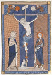 Karta rękopisu z Ukrzyżowaniem, z Mszału, franc. 1270-80.