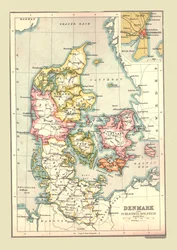 Mapa Danii, 1902.