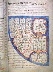 Mapa Europy, strona z Liber Floridus, XII wiek