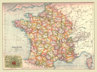 Mapa Francji, 1902.