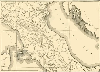 Mapa północnych i środkowych Włoch, 1890.