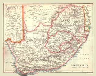 Mapa Republiki Południowej Afryki, 1902.
