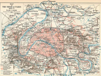 Mapa oblężenia Paryża, 1870-71, 1907