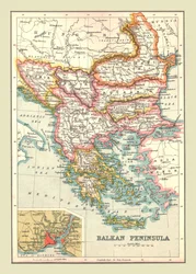 Mapa Półwyspu Bałkańskiego, 1902.