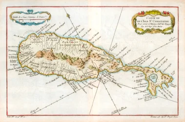 Mapa karaibskiej wyspy Św. Krzysztofa, ok. 1764 r.