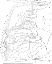 Mapa kraju między Newcastle a Transwalem, ok. 1880 r