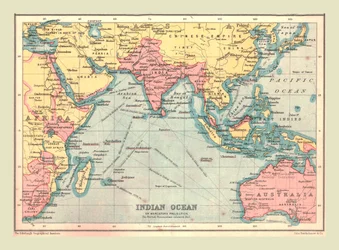 Mapa Oceanu Indyjskiego, 1902.