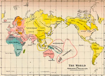 Mapa świata na projekcji Mercators, 1902