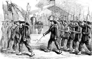 Marzec przeszłość Gwardii Garibaldi przed prezydentem Lincolnem, 1861-1865 c1880
