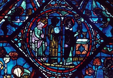 Msza św. Idziego, witraż, katedra w Chartres, Francja, 1194-1260