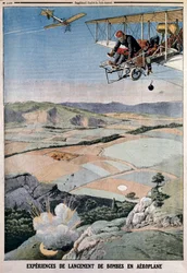 Członkowie francuskiego korpusu lotniczego na ćwiczeniach bombowych w Chalons, 1912