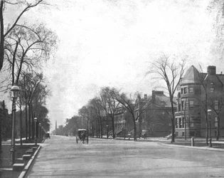 Michigan Avenue, patrząc na południe, Chicago, Illinois, USA, ok. 1900.