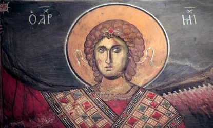 Mickael Archangel Bizantyjski fresk z kościoła Panagia tou Arakos Cypr z XII wieku Malowane kościoły UNESCO Troodos, Cypr