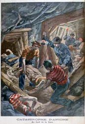 Upadek kopalni, Aniche, Francja, 1900