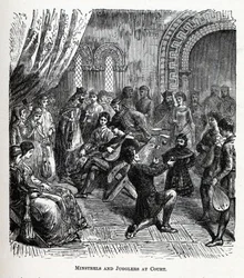 Minstrele i żonglerzy na dworze, 1882 r