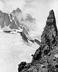 Mont Maudit widziany z Aiguille Marbrees, Alpy, początek XX wieku