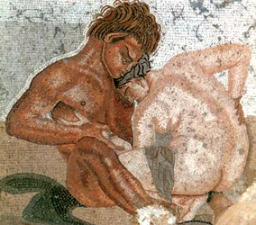 Mozaika satyra i nimfy, Dom Fauna, Pompeje, Włochy