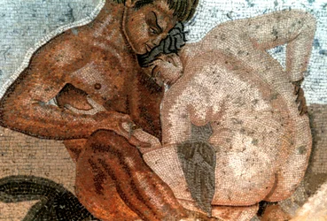 Mozaika satyra i nimfy, Dom Fauna, Pompeje, Włochy