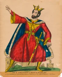 Pan G. Bennett jako król w Hamlecie, c1849.