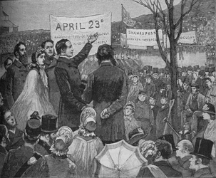 Pan Phelps sadzi dąb Szekspira na Primrose Hill, Londyn, ok. 1890 r.