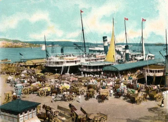 Port Muelle de Luz z promami, Hawana, Kuba, 1904