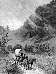 Wóz mułowy przejeżdżający przez Cumberland Gap, Kentucky