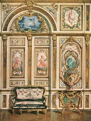 Dekoracja ścienna w Pałacu Fontainebleau, Francja, 1928.