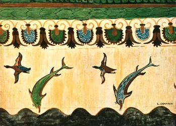Frez ścienny w Grobie Lwiczek Tomba delle Leonesse, Tarquinia, Włochy, 1928.