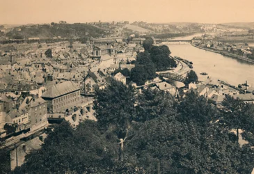 Namur. Widok miasta i zbiegu Sambre i Mozy, ok. 1900