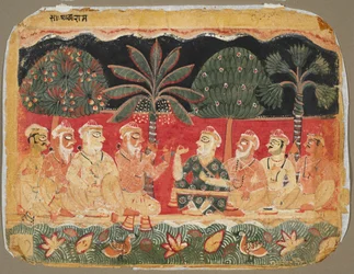 Nanda i starsi, strona z Bhagavata Purany, c. 1525.