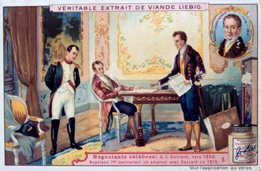 Napoleon negocjuje pożyczkę z Gabrielem Julienem Ouvrardem, 1815, XIX w.