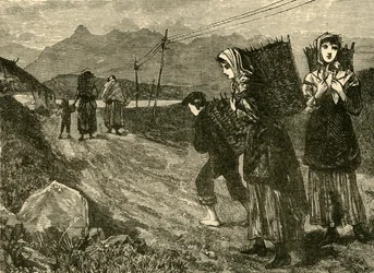 Tubylcy idący po torf, 1898.