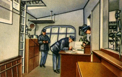 Pomieszczenie nawigacyjne na pokładzie sterowca, 1932.