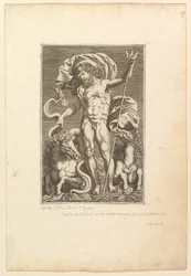 Neptun między dwoma konikami morskimi, ca. 1560-80.