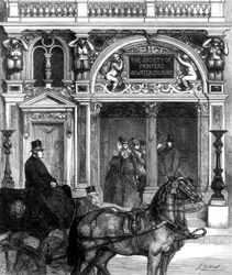 Nowe wejście do galerii Society of Painters, Pall Mall East, Londyn, 1875