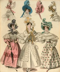 Najnowsza moda w Londynie i Paryżu, c1830-c1840
