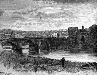 Zamek i most Newport, Newport, Walia, 1900