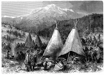 Obóz Indian w Ameryce Północnej w Oklahomie, 1889 r.