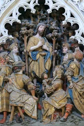 Północne ogrodzenie chóru. Scena życia św. Jana Chrzciciela. Płaskorzeźba północnego krańca (1531). Katedra w Amiens, Amiens, Francja