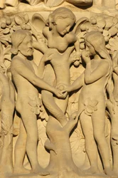 Rzeźba katedry Notre Dame de Paris: Adam i Ewa, Paryż, Francja