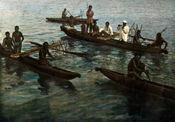Nowa Gwinea. Papuaskie kajaki, Papua Nowa Gwinea. Kajaki papuaskie, 1900.