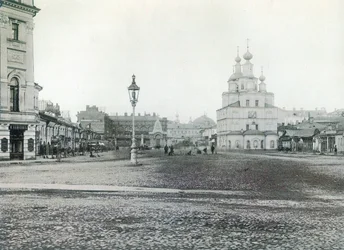 Okhotny Ryad Hunting Row, Moskwa, Rosja lata 80. XIX wieku