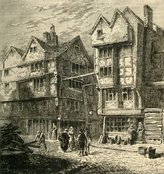 Stare domy stojące dawniej w Butchers Row, około 1800, 1881.