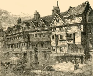 Stare domy w Holborn w pobliżu Middle Row, ok. 1872 r.
