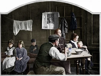 Stary pokój w Slumland, Londyn, ok. 1900 1901